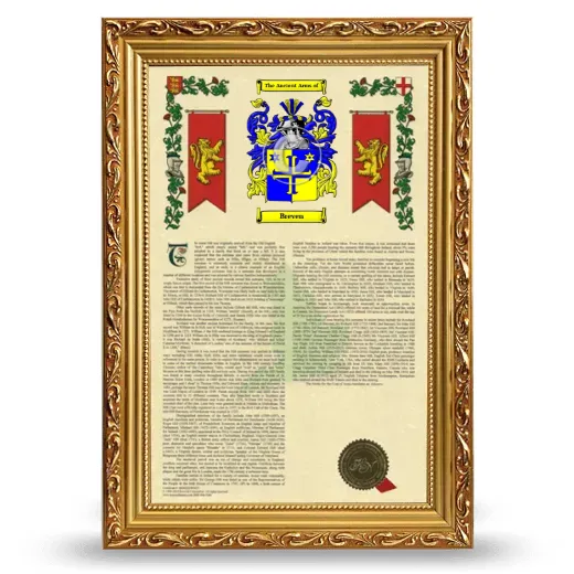 Breven Armorial History Framed - Gold