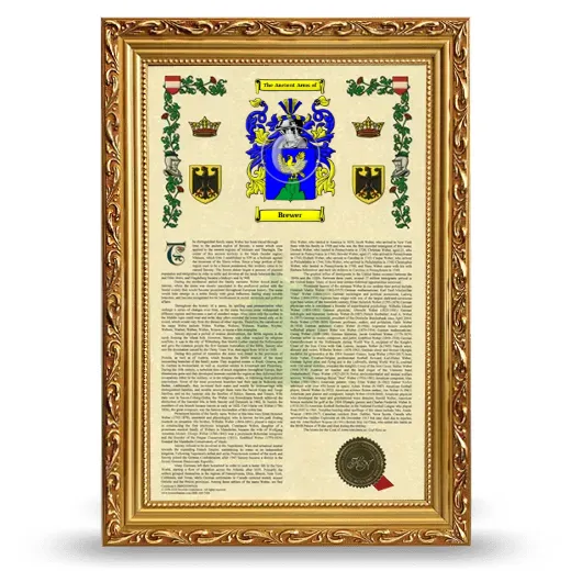 Brewer Armorial History Framed - Gold