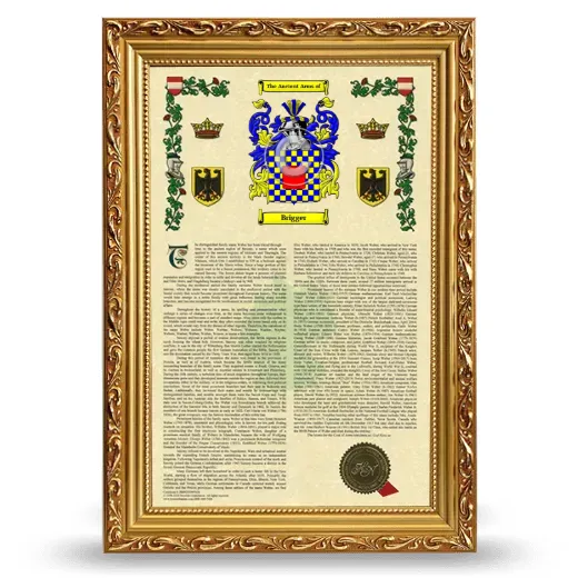 Brigger Armorial History Framed - Gold