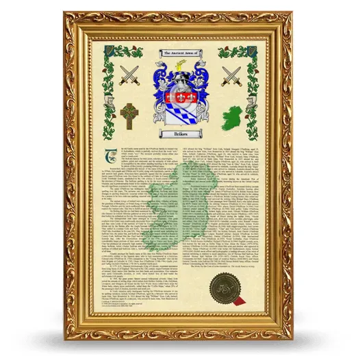 Brikes Armorial History Framed - Gold
