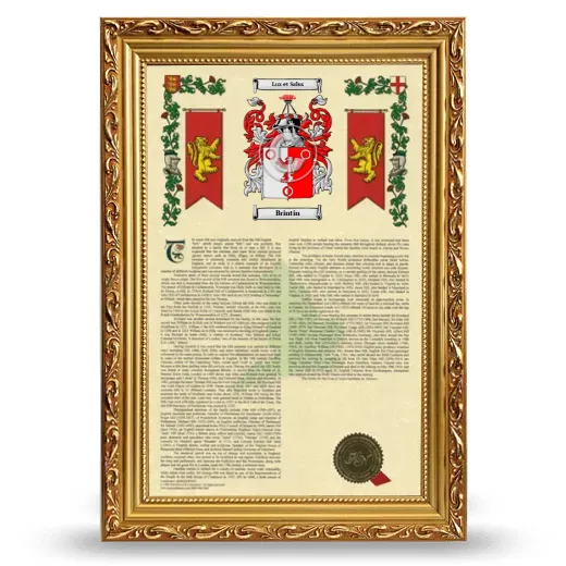 Brintin Armorial History Framed - Gold