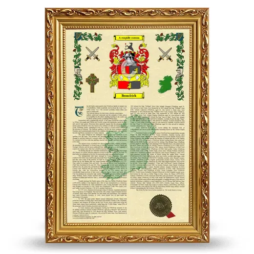 Broadrick Armorial History Framed - Gold