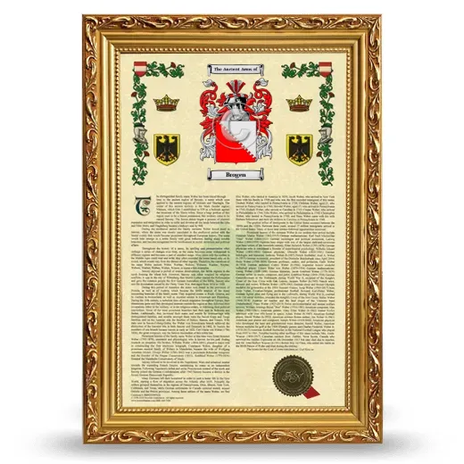 Brogen Armorial History Framed - Gold