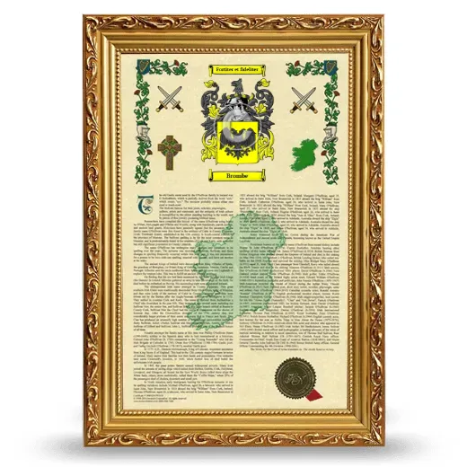 Brombe Armorial History Framed - Gold