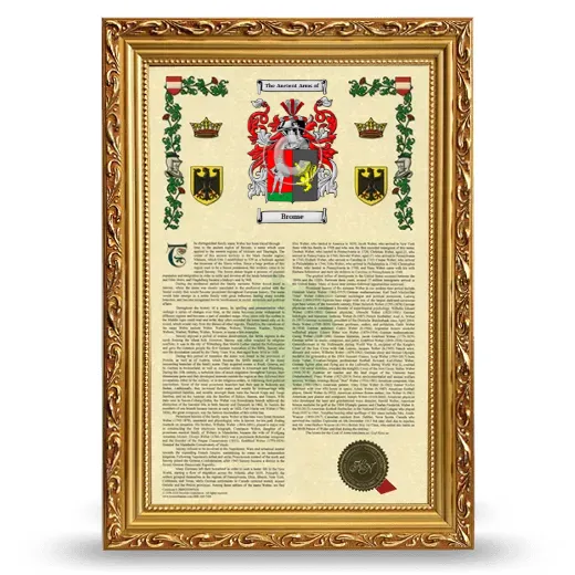 Brome Armorial History Framed - Gold