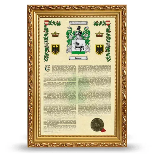 Bronne Armorial History Framed - Gold