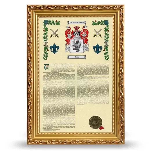 Bros Armorial History Framed - Gold