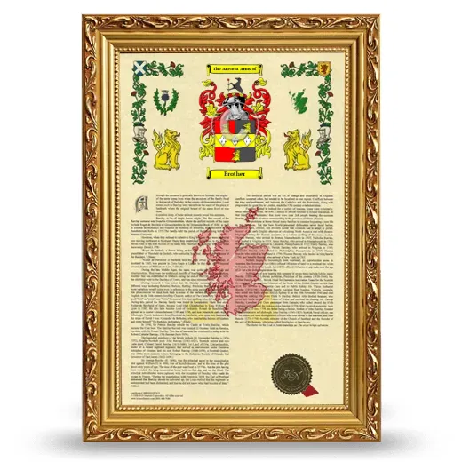 Brother Armorial History Framed - Gold