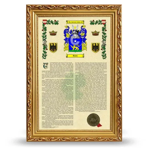 Brotz Armorial History Framed - Gold