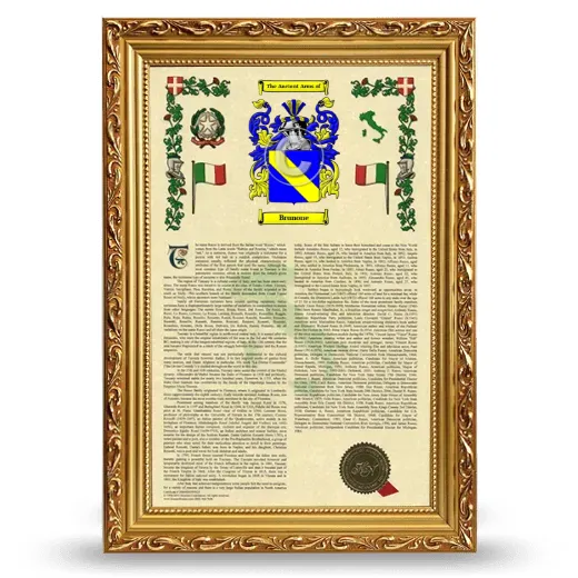 Brunone Armorial History Framed - Gold