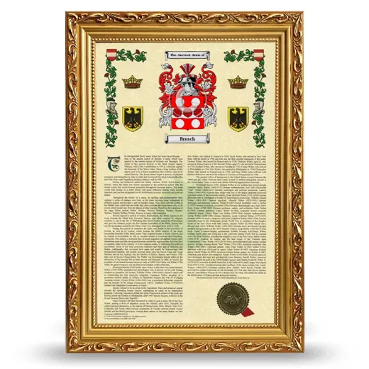Brusch Armorial History Framed - Gold