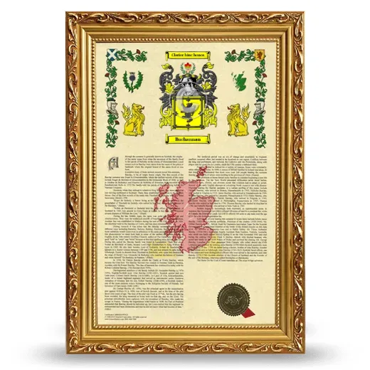 Buchannan Armorial History Framed - Gold