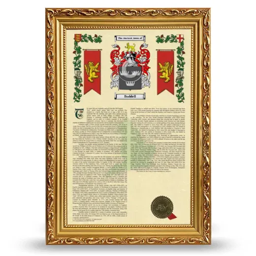 Buddell Armorial History Framed - Gold