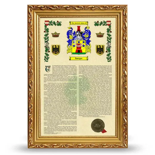 Buerger Armorial History Framed - Gold