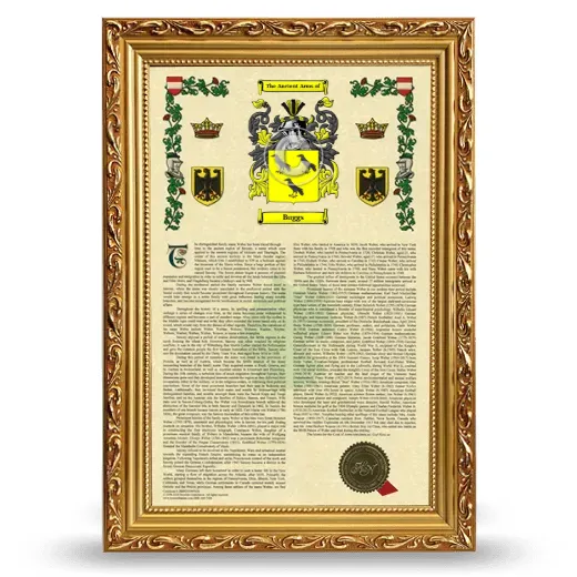 Buggs Armorial History Framed - Gold