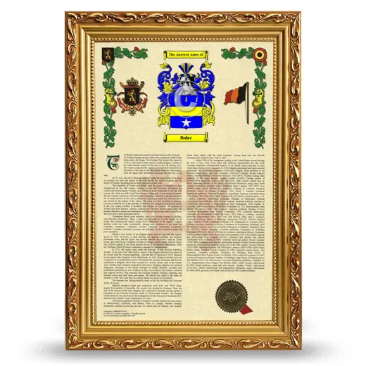 Buler Armorial History Framed - Gold