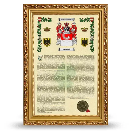 Bundorf Armorial History Framed - Gold