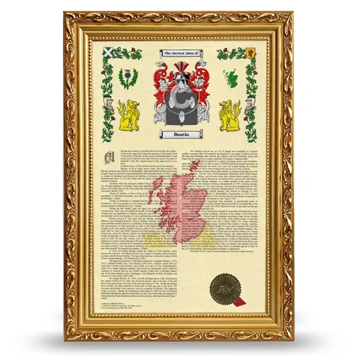 Buntin Armorial History Framed - Gold