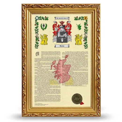 Bunty Armorial History Framed - Gold
