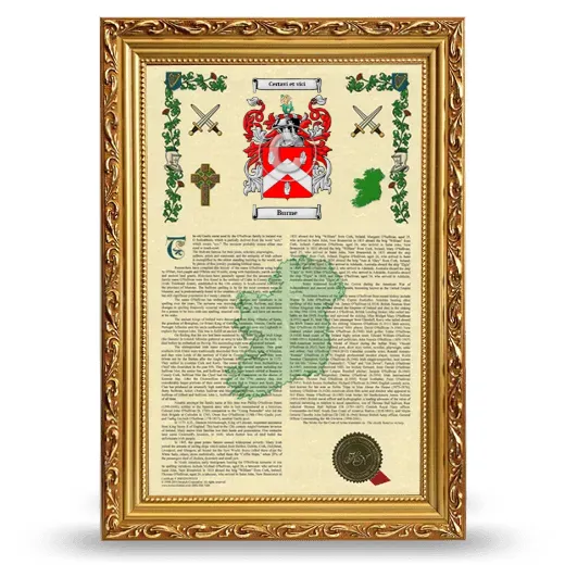 Burne Armorial History Framed - Gold