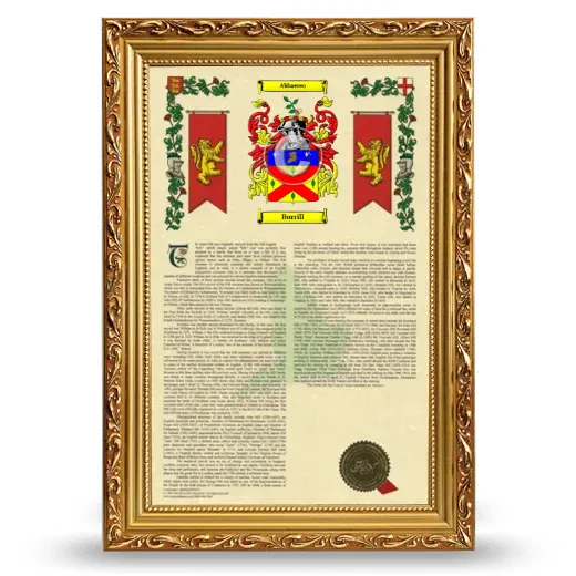 Burrill Armorial History Framed - Gold