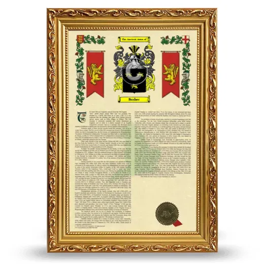 Busher Armorial History Framed - Gold