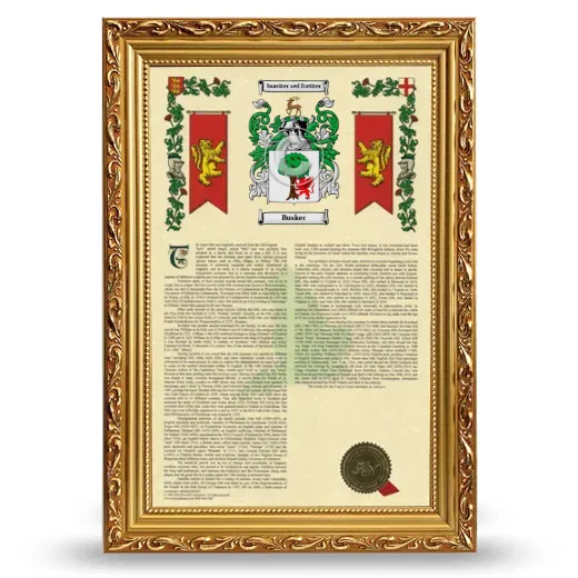 Busker Armorial History Framed - Gold
