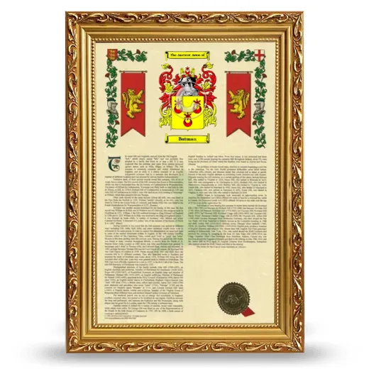 Butman Armorial History Framed - Gold
