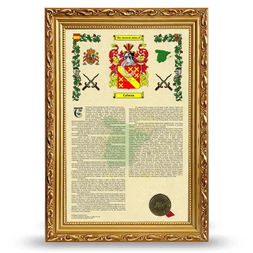 Cabeza Armorial History Framed - Gold