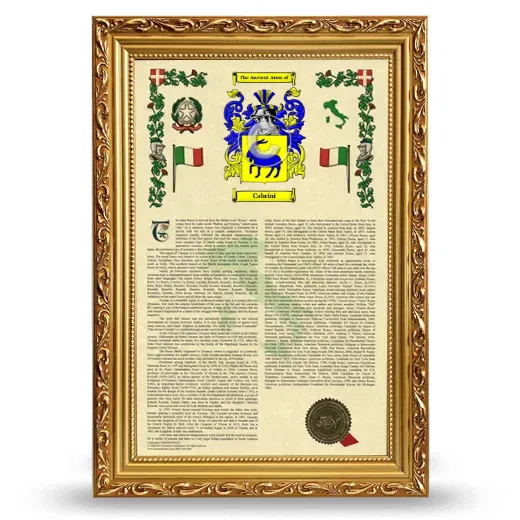 Cabrini Armorial History Framed - Gold