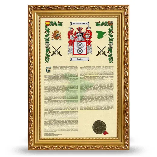 Cadez Armorial History Framed - Gold