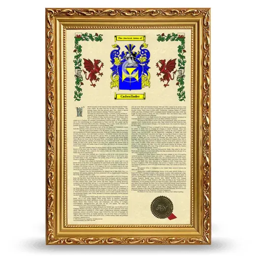 Cadwallader Armorial History Framed - Gold