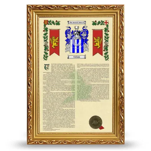 Caham Armorial History Framed - Gold