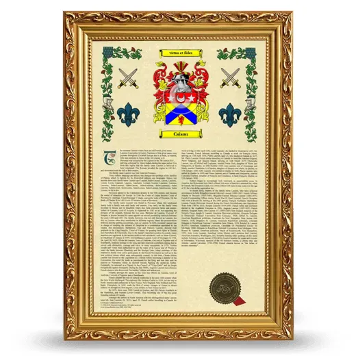 Caison Armorial History Framed - Gold