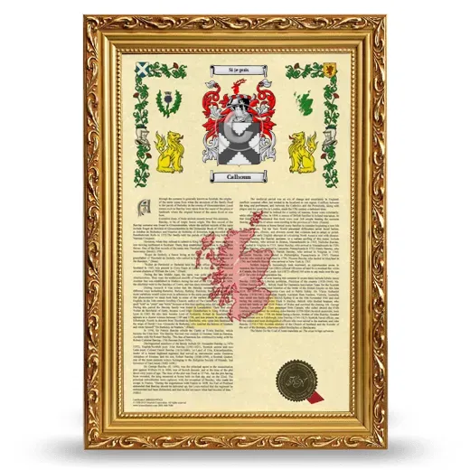 Calhoun Armorial History Framed - Gold