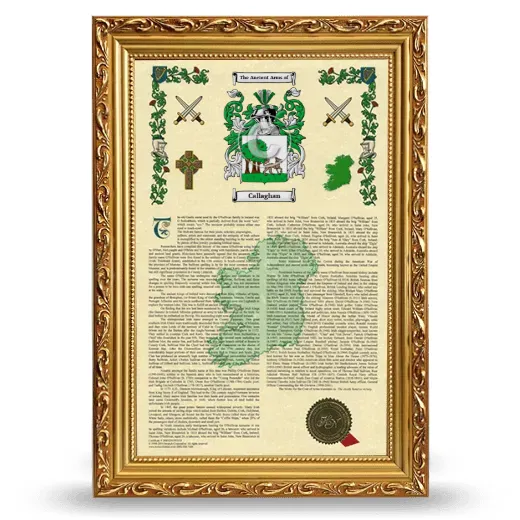 Callaghan Armorial History Framed - Gold