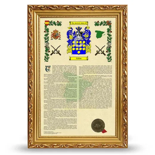 Calvo Armorial History Framed - Gold