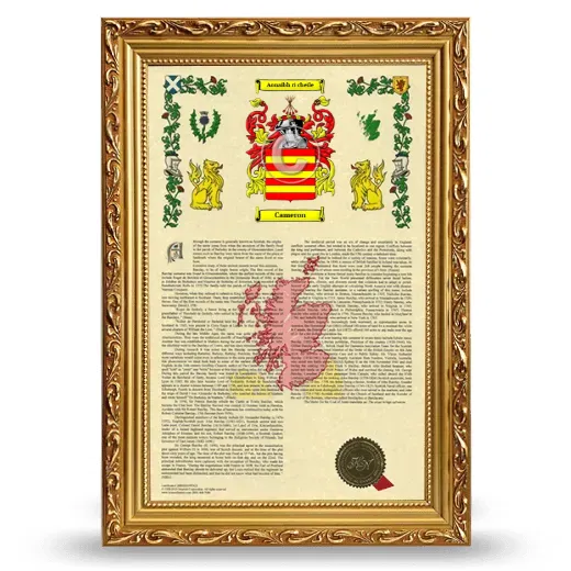 Cameron Armorial History Framed - Gold