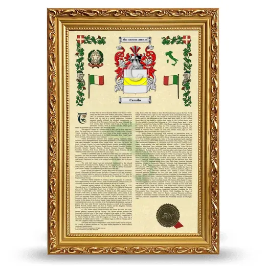 Camilo Armorial History Framed - Gold