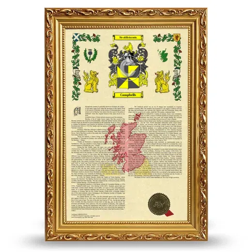 Campbells Armorial History Framed - Gold
