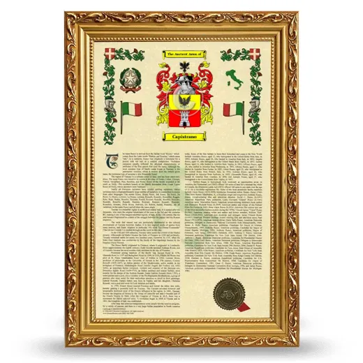 Capistrano Armorial History Framed - Gold
