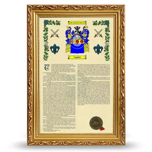 Capulet Armorial History Framed - Gold