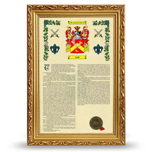 Carle Armorial History Framed - Gold