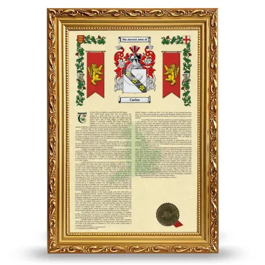Carlos Armorial History Framed - Gold
