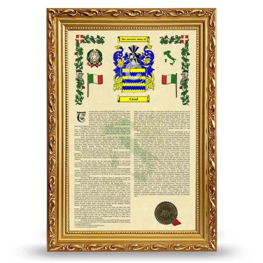 Casal Armorial History Framed - Gold