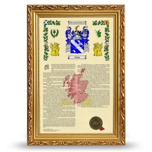 Casey Armorial History Framed - Gold