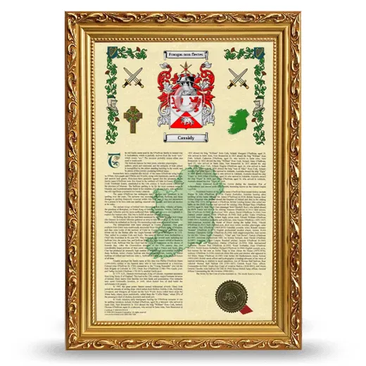 Cassidy Armorial History Framed - Gold