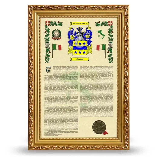 Cassini Armorial History Framed - Gold