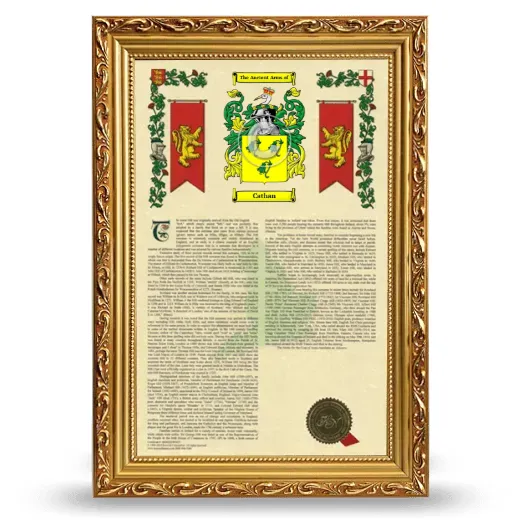 Cathan Armorial History Framed - Gold
