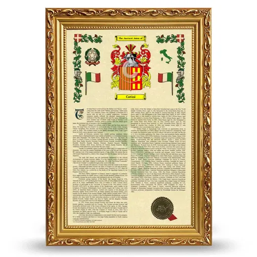 Catini Armorial History Framed - Gold